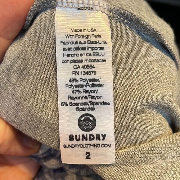 NWT SUNDRY Gray Blue Houndstooth Drawstring W/ Pink Ankle Stripes Sweatpants M - Picture 8 of 10